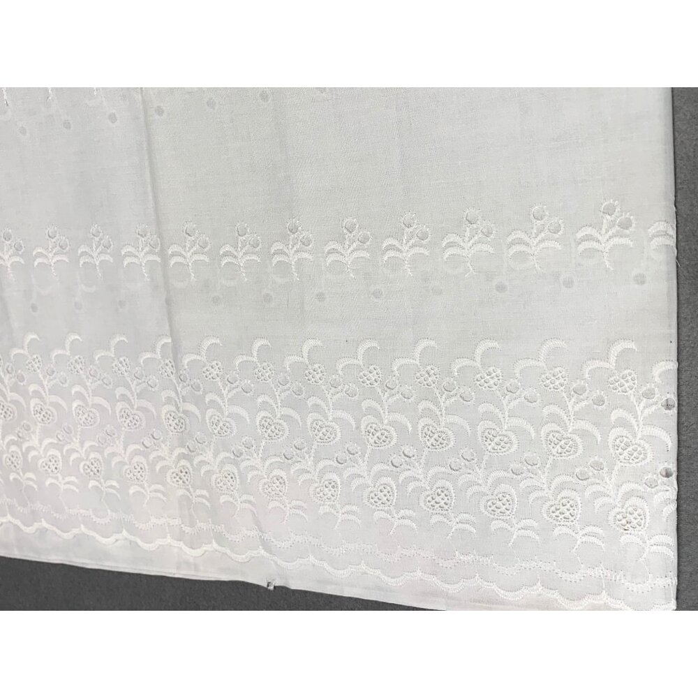 White Embroidered Lace Cotton Fabric 1 yard x 44" wide Floral Pattern